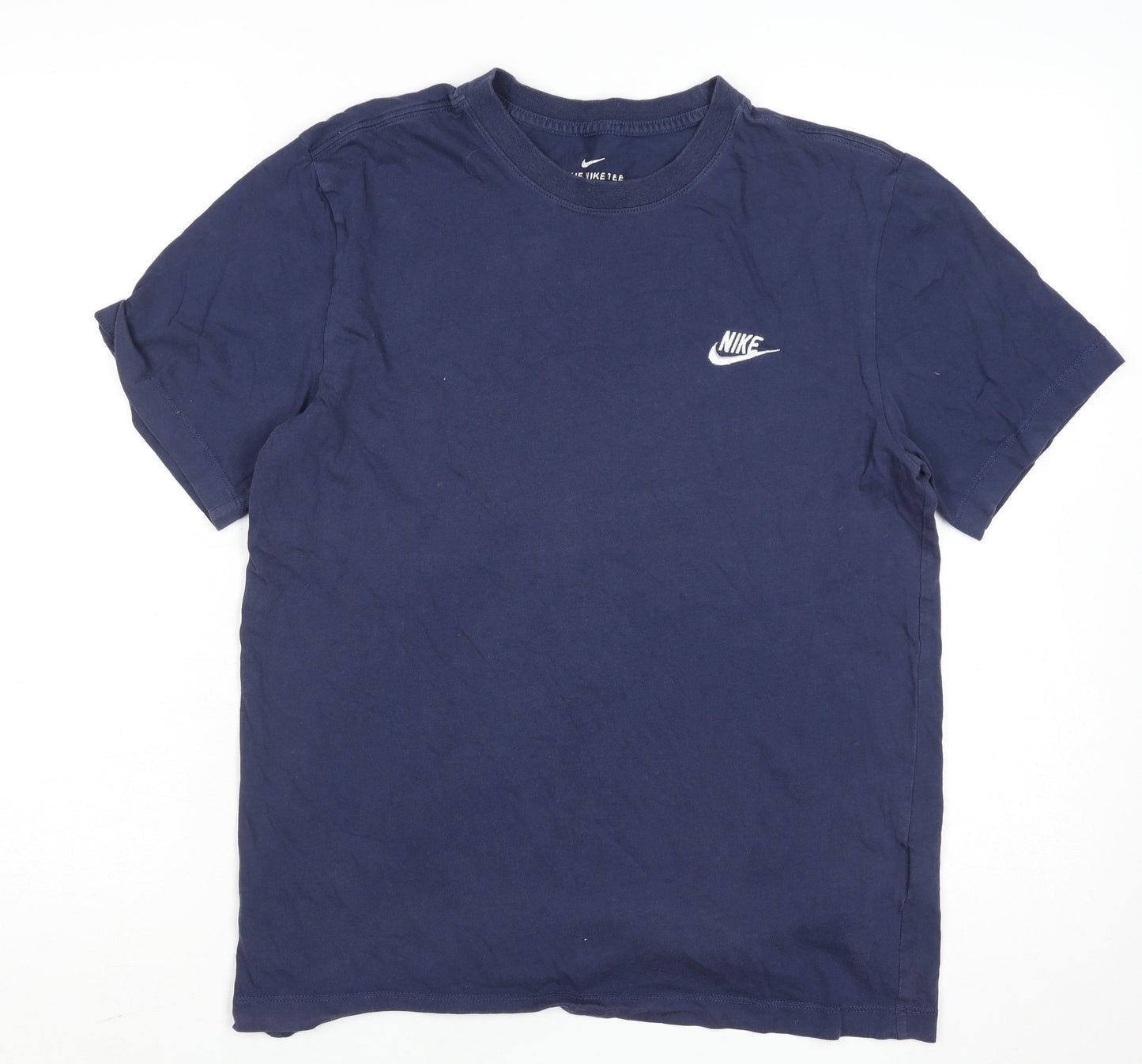 Nike Men's Blue Regular Fit Crew Neck Cotton T-Shirt Size M