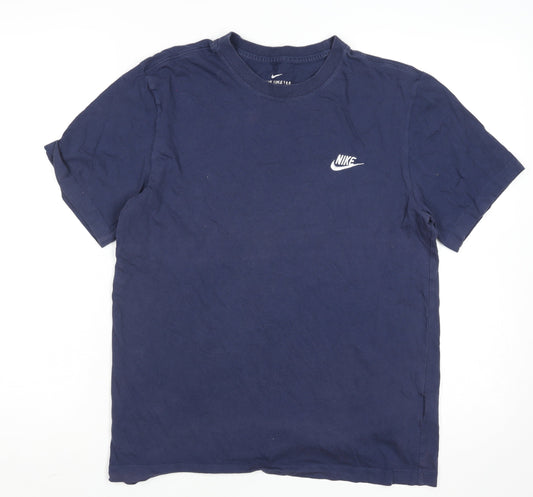 Nike Men's Blue Regular Fit Crew Neck Cotton T-Shirt Size M
