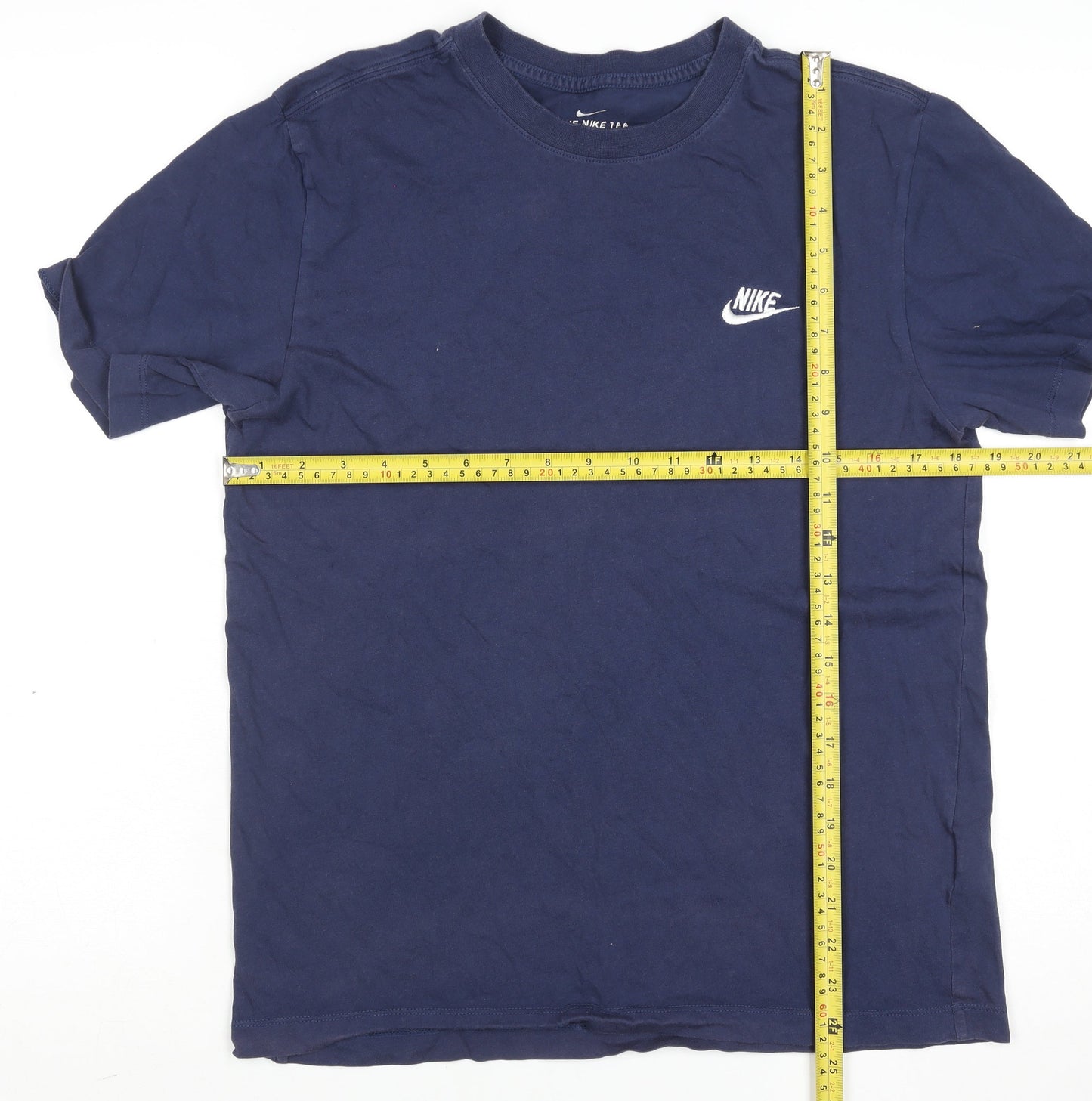 Nike Men's Blue Regular Fit Crew Neck Cotton T-Shirt Size M