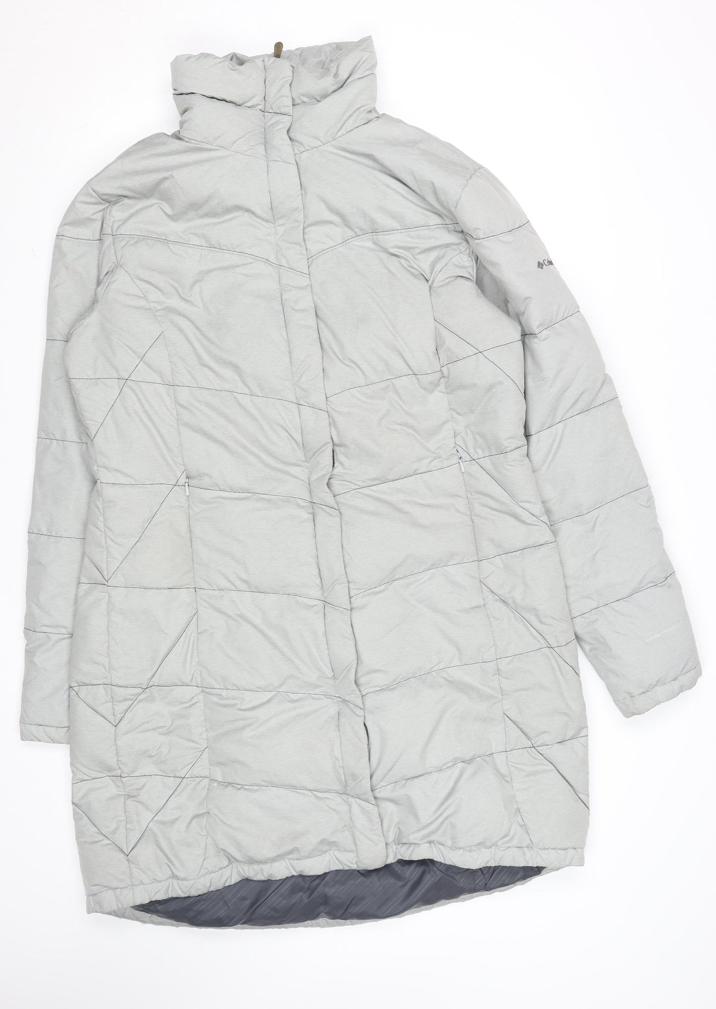 Columbia Women's Grey Long Puffer Coat L Down Insulated Waterproof Jacket