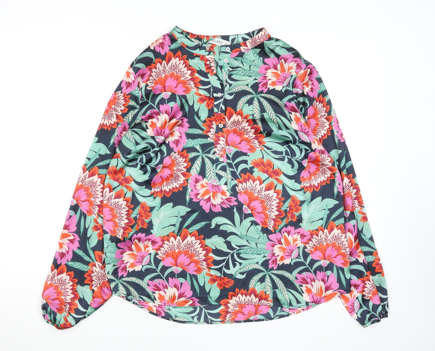 Gallery Women’s Multicoloured Floral Long Sleeve Tunic Blouse UK 12
