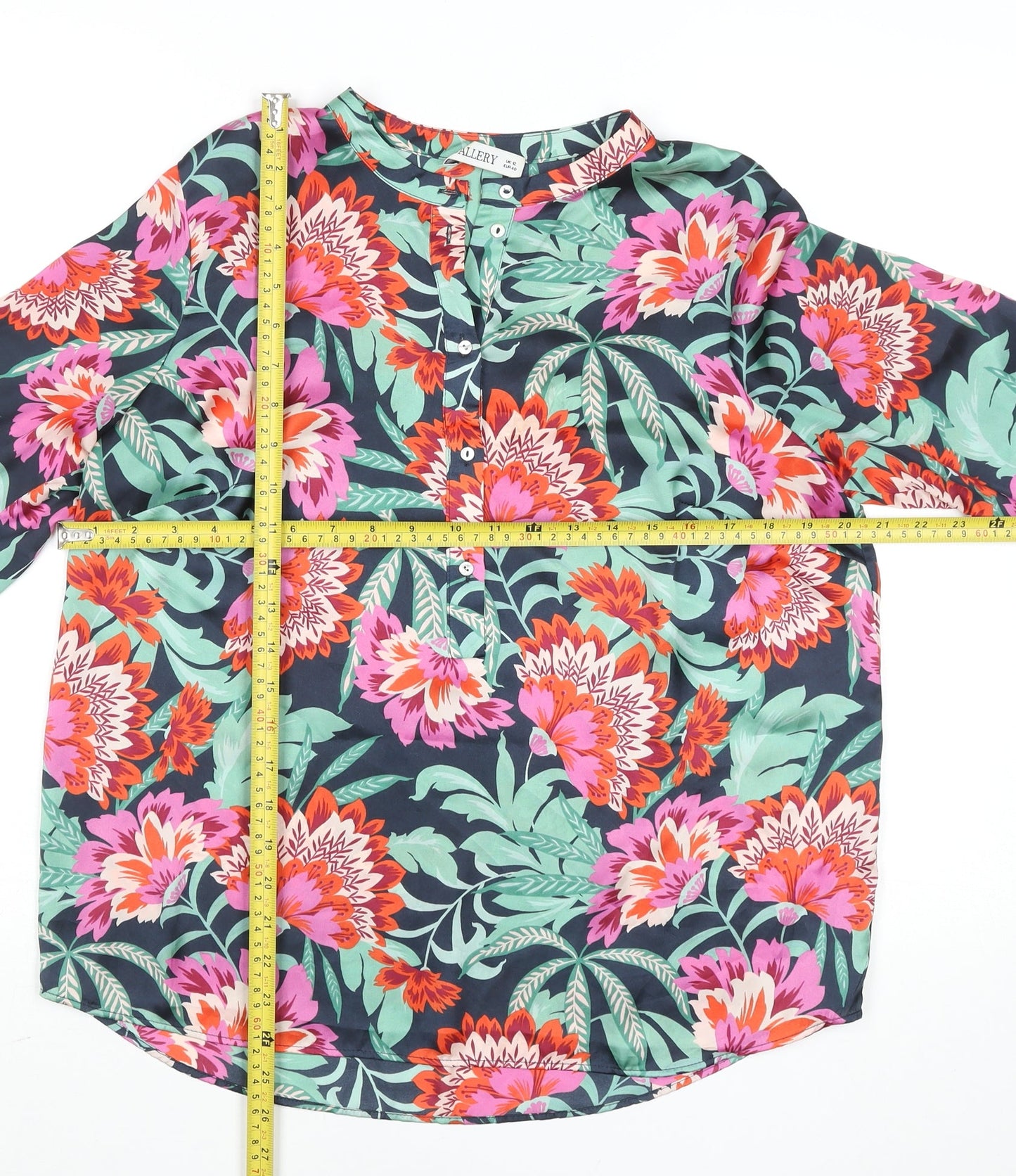 Gallery Women’s Multicoloured Floral Long Sleeve Tunic Blouse UK 12
