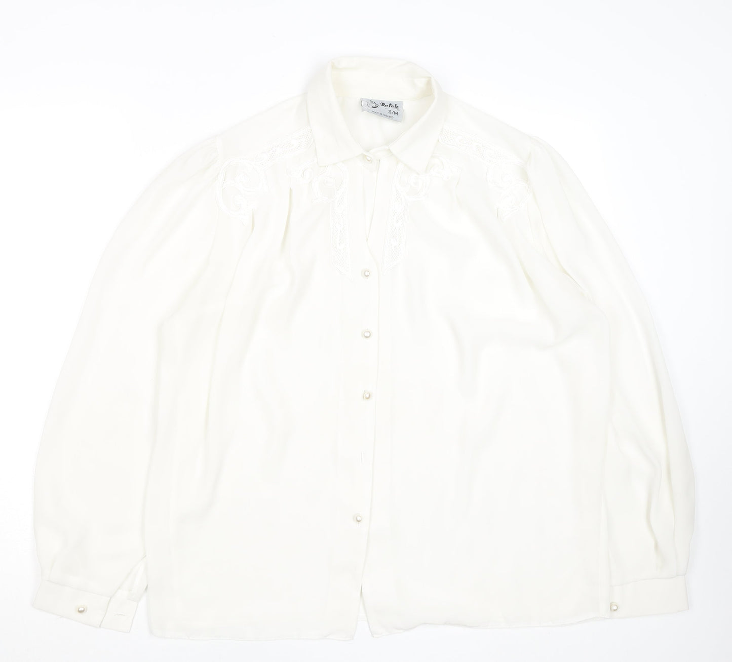 Rafale London Women's Ivory Embroidered Long Sleeve Blouse S