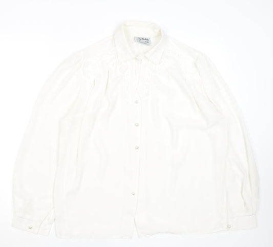 Rafale London Women's Ivory Embroidered Long Sleeve Blouse S