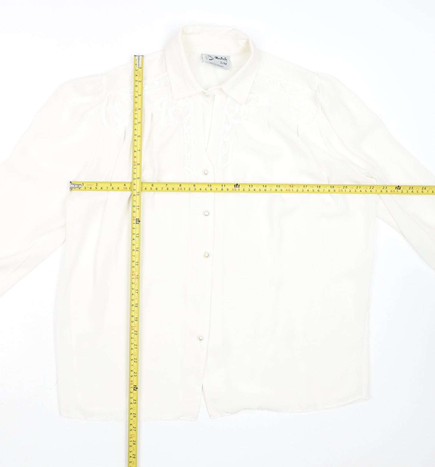 Rafale London Women's Ivory Embroidered Long Sleeve Blouse S