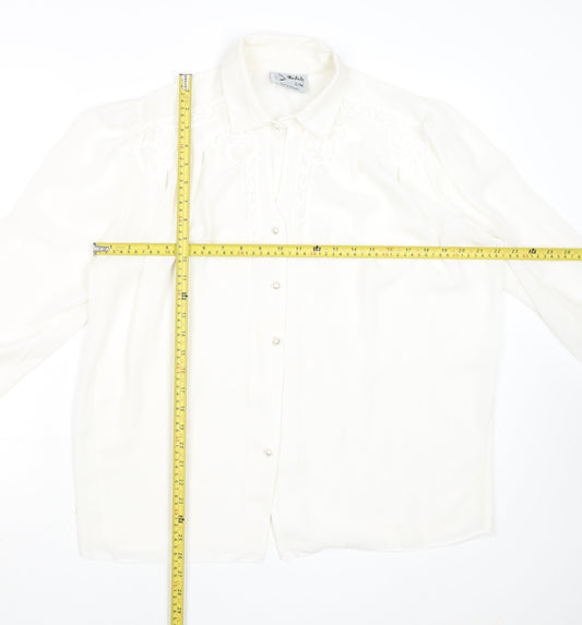 Rafale London Women's Ivory Embroidered Long Sleeve Blouse S
