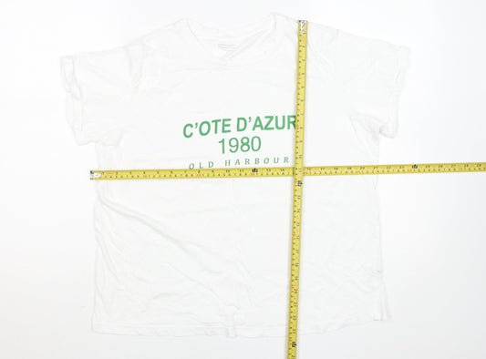 Dunnes Stores Men's White L Graphic Cote D'Azur 1980 T-Shirt