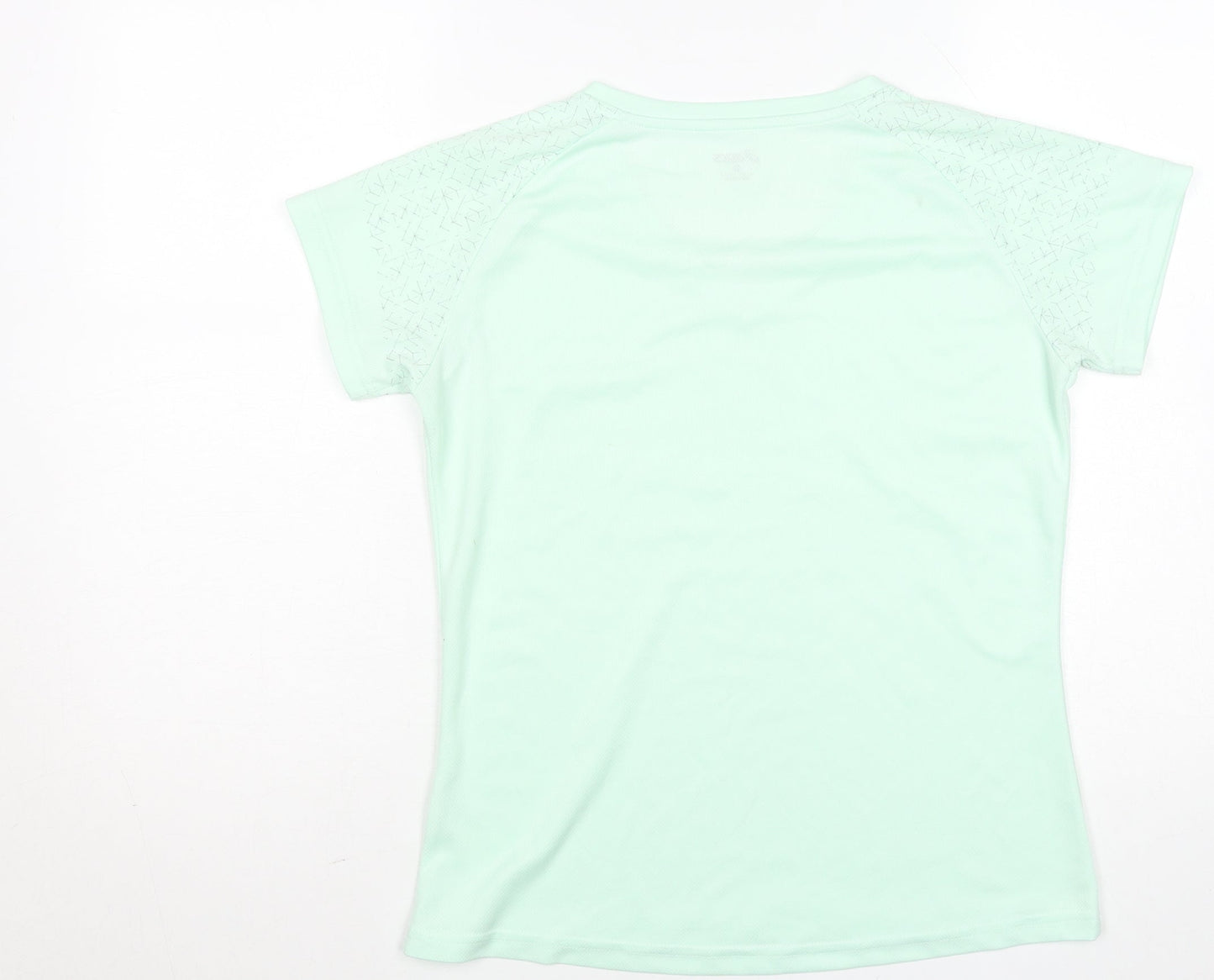 Asics Womens Green V-Neck Short Sleeve Running T-Shirt Size M