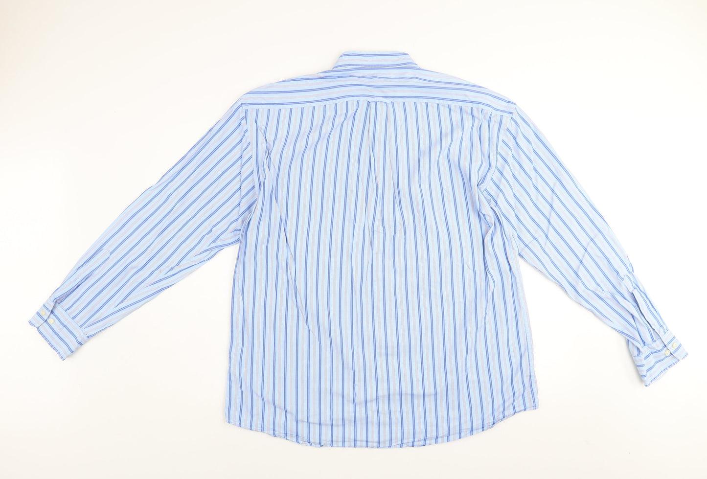 GANT Men's Blue Striped Long Sleeve Regular Fit Cotton Shirt XL
