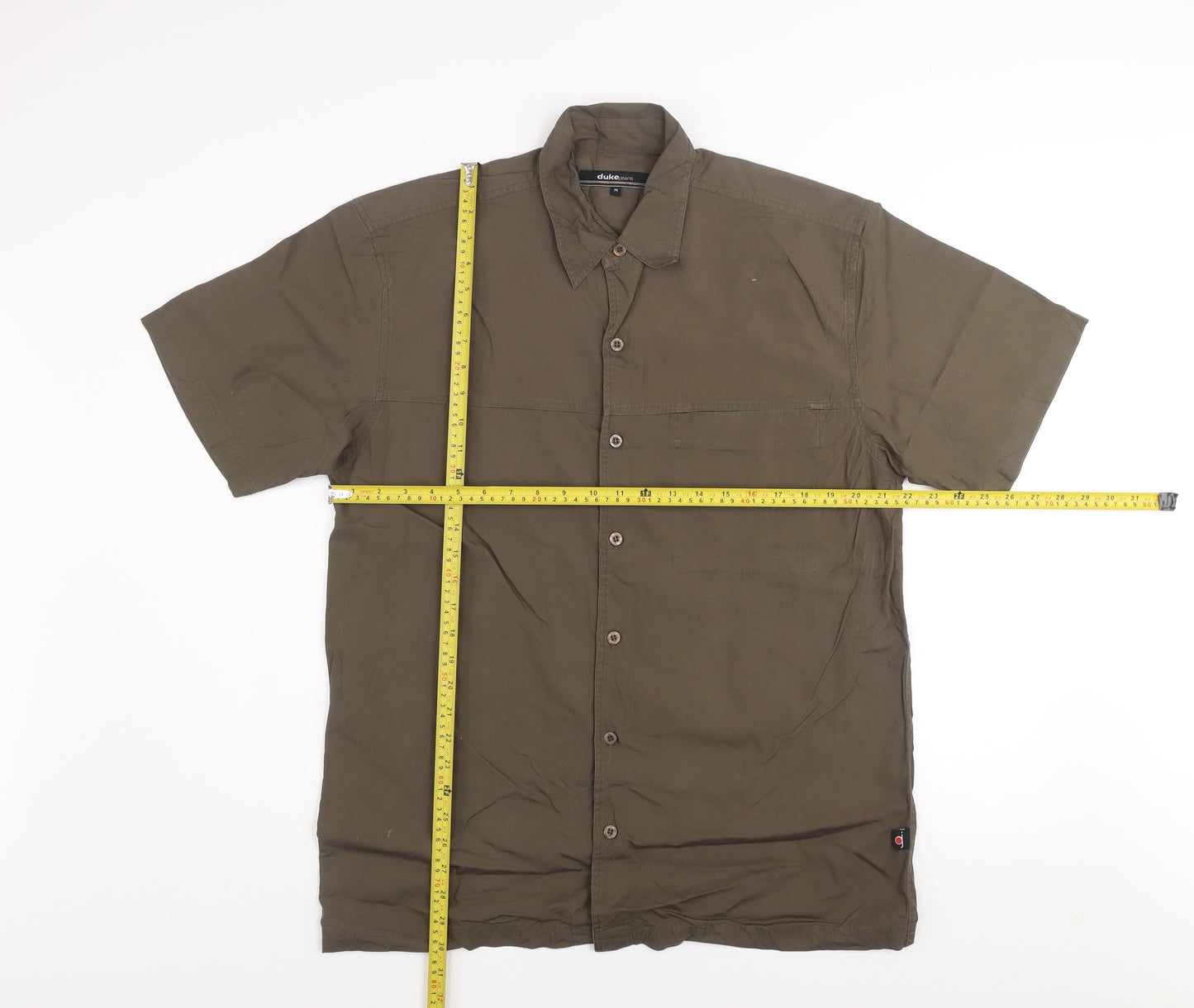 Duke Jeans Men's Green Short Sleeve Cotton Button-Up Shirt Size M