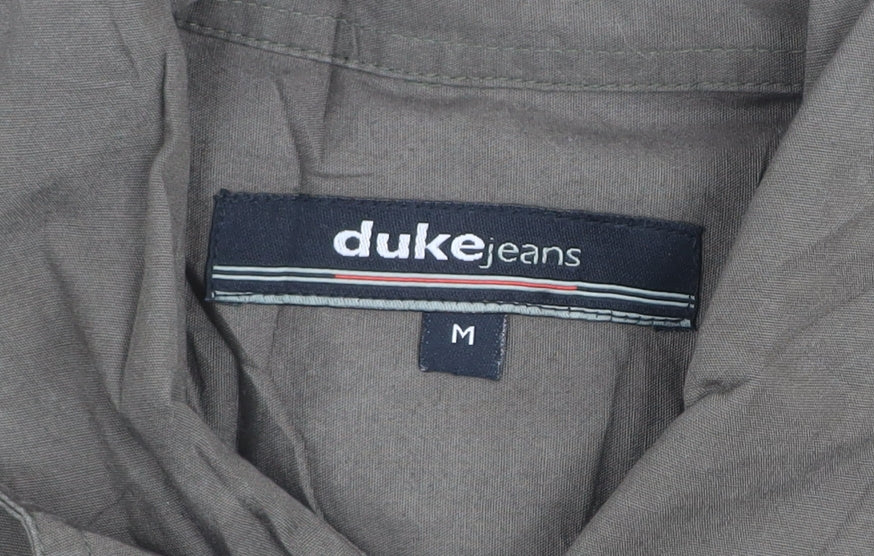 Duke Jeans Men's Green Short Sleeve Cotton Button-Up Shirt Size M