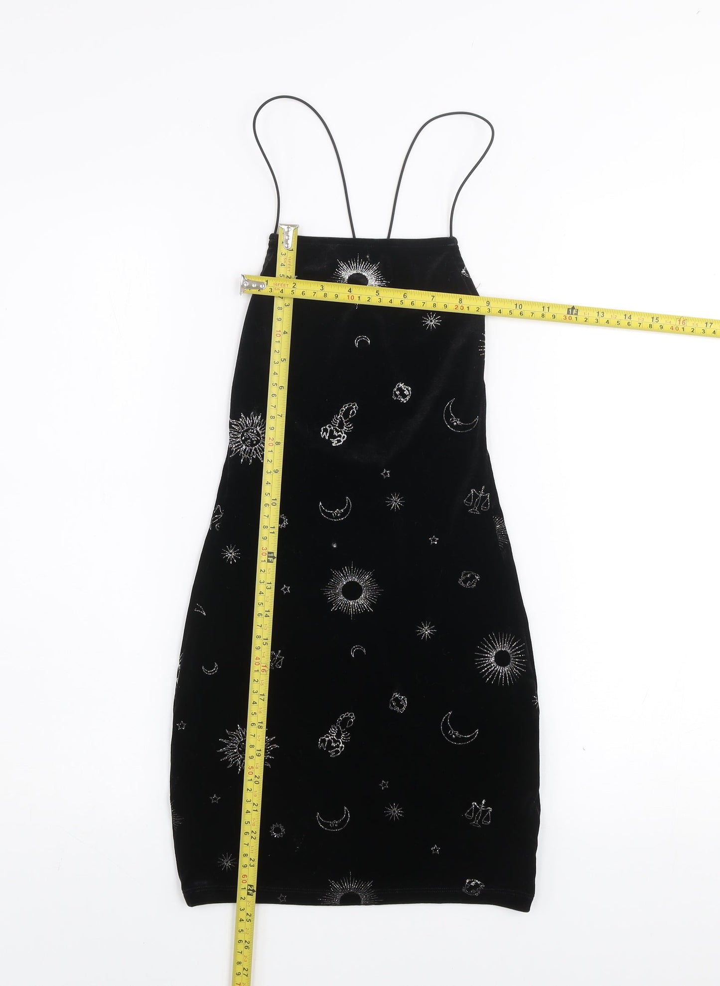 H&M Divided Women's Black XS Velvet Bodycon Stargazer Mini Dress