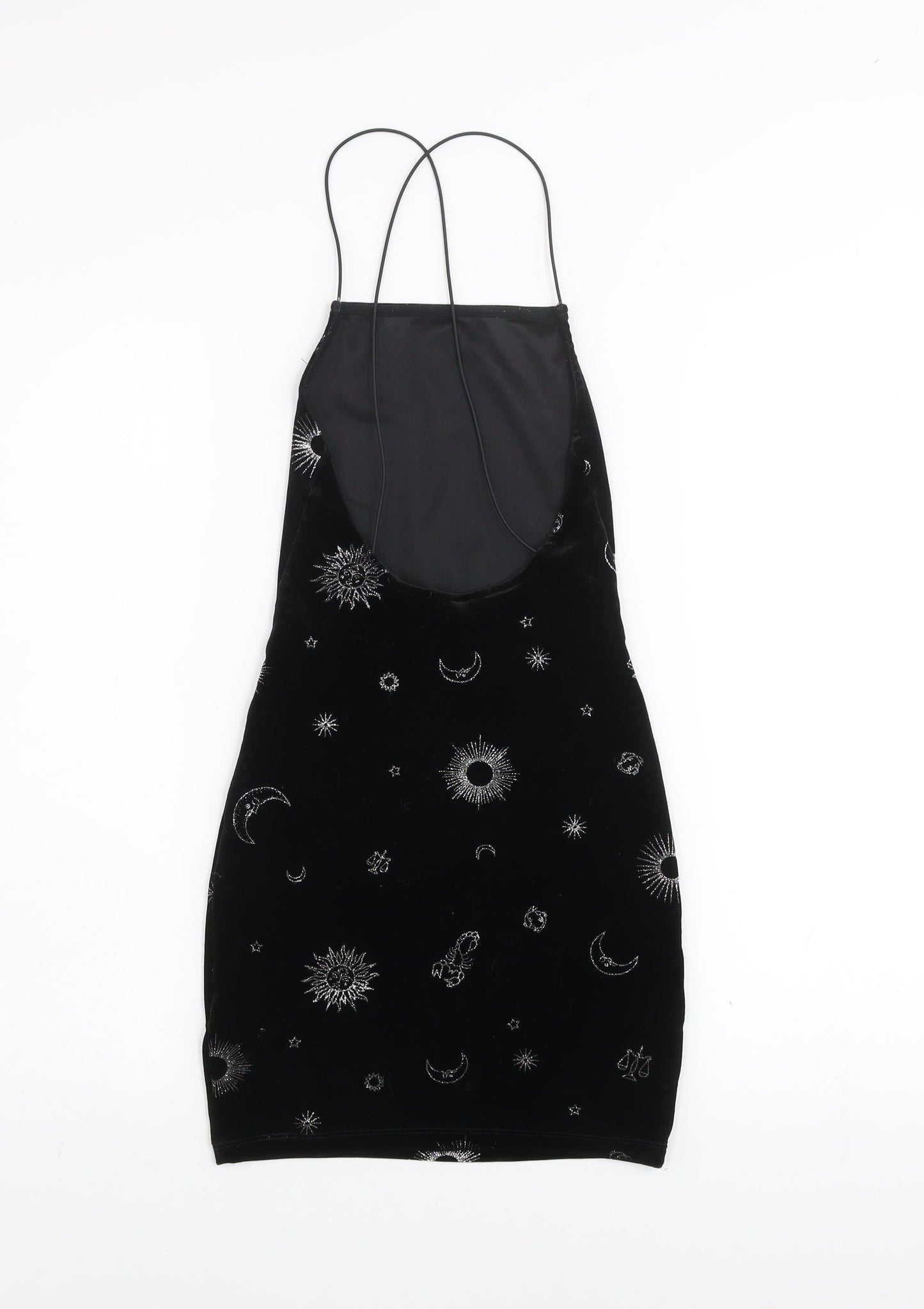 H&M Divided Women's Black XS Velvet Bodycon Stargazer Mini Dress