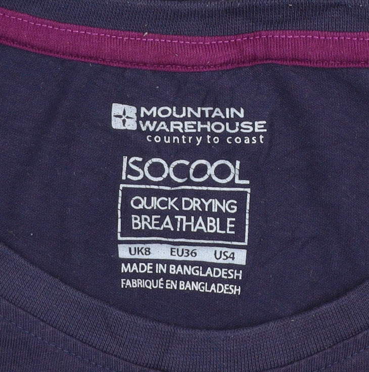 Mountain Warehouse Womens Blue Crew Neck Quick Dry T-Shirt UK 8