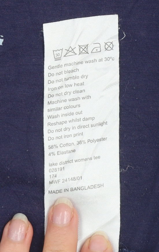 Mountain Warehouse Womens Blue Crew Neck Quick Dry T-Shirt UK 8