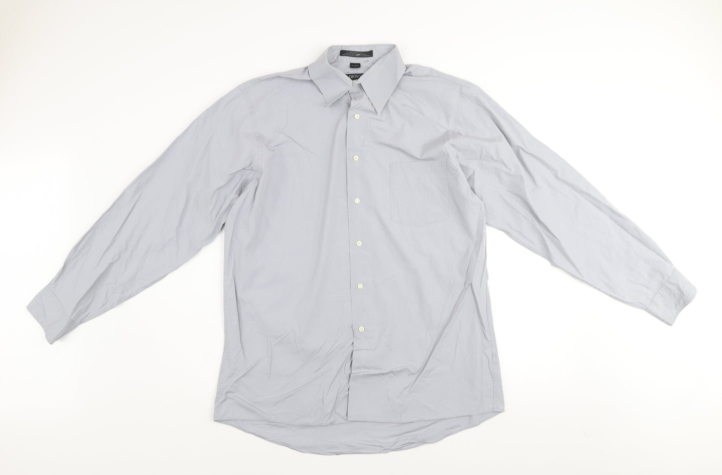 DKNY Men's Grey Cotton Long Sleeve Dress Shirt Size L 16 34/35