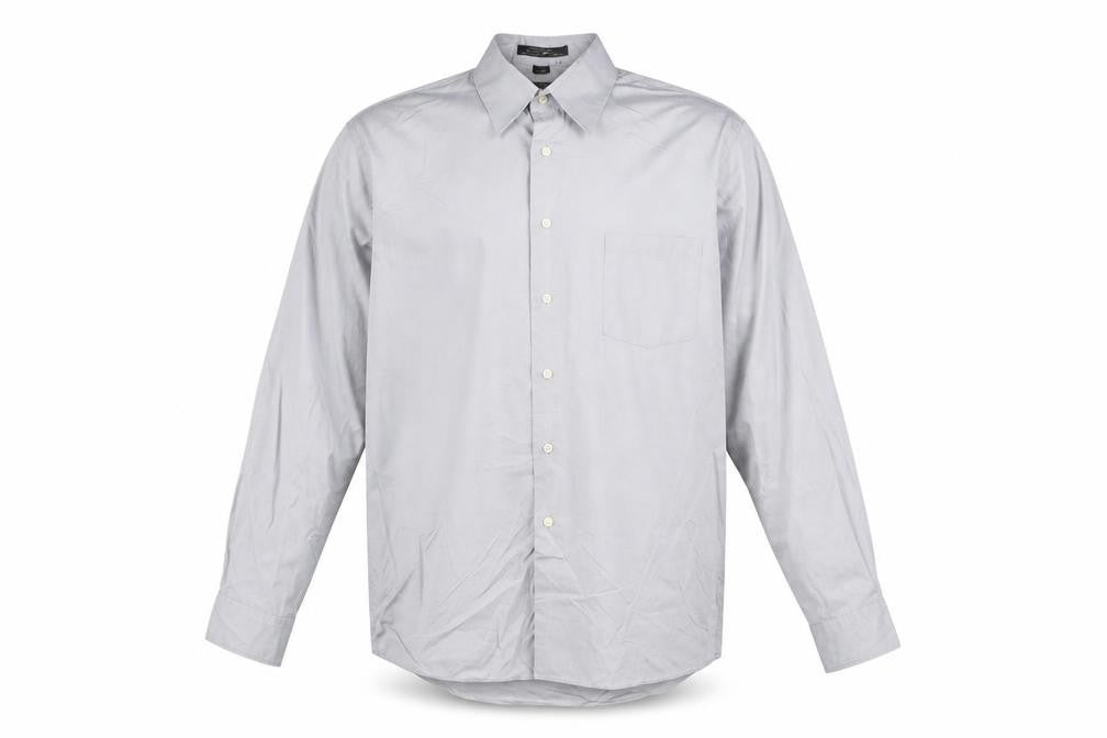 DKNY Men's Grey Cotton Long Sleeve Dress Shirt Size L 16 34/35