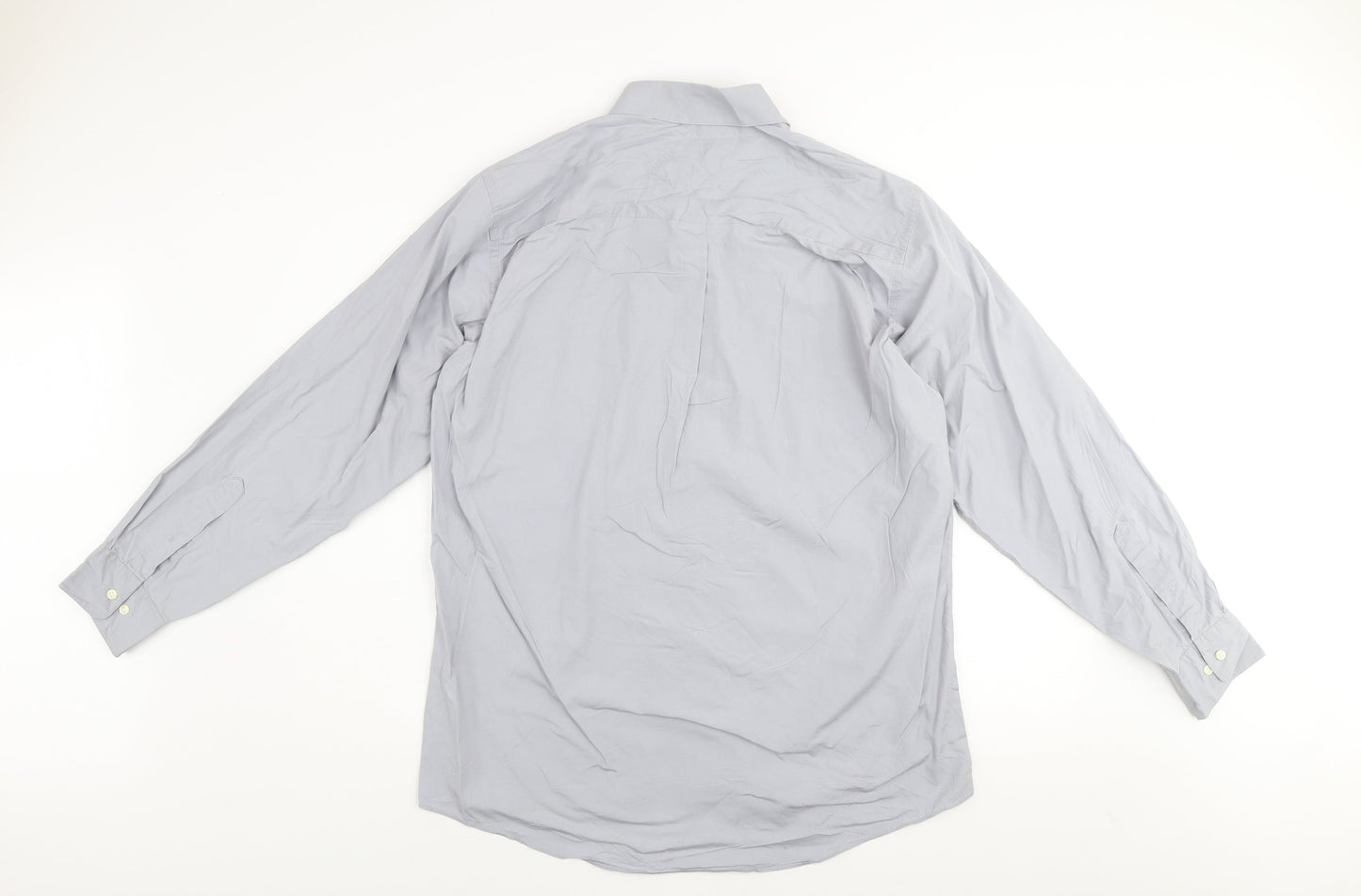 DKNY Men's Grey Cotton Long Sleeve Dress Shirt Size L 16 34/35