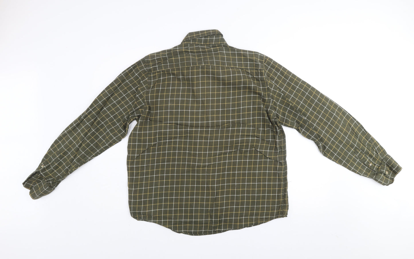 Trespass Men’s Green Check Cotton Long Sleeve Button-Up Shirt M