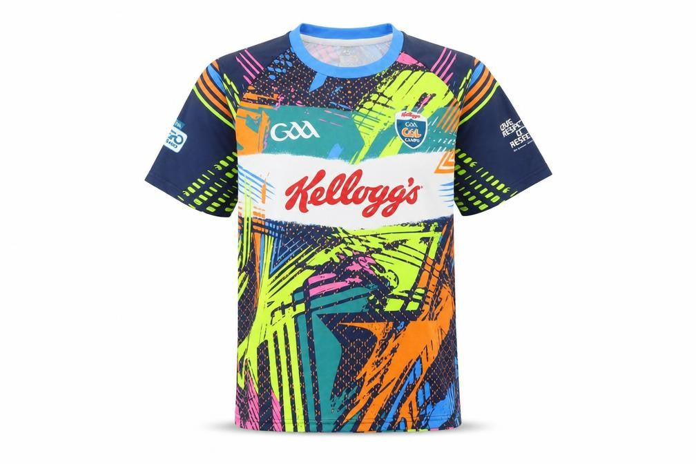 Front view of Azzurri boys’ multicoloured gaa kellogg's cool camps jersey t-shirt 5 years