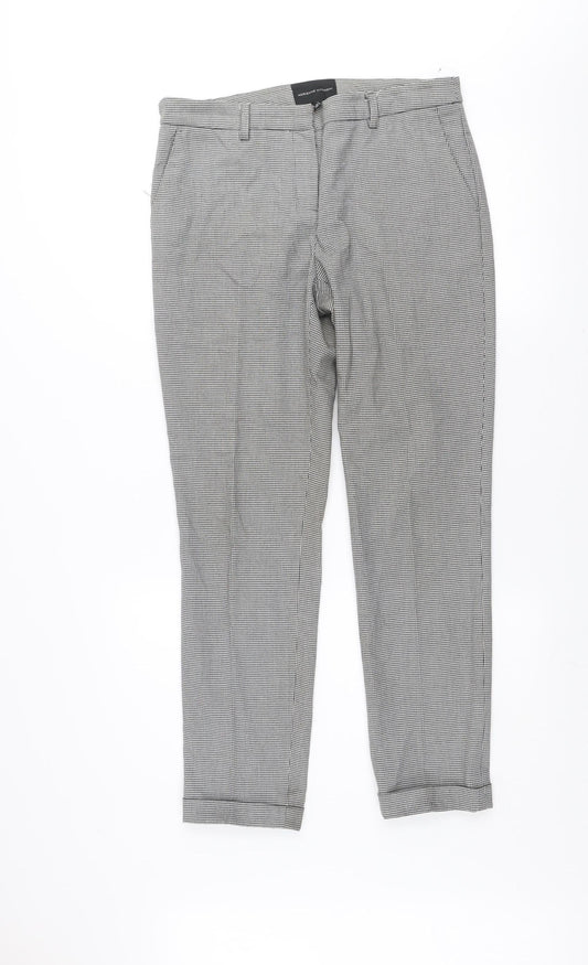 Adrienne Vittadini Women’s Grey Houndstooth Slim Chino Trousers UK 10
