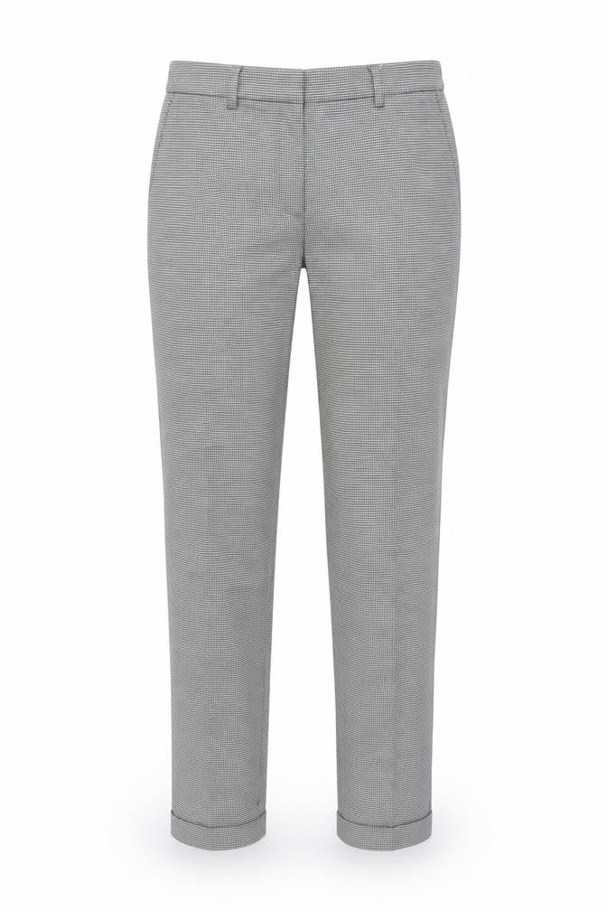 Adrienne Vittadini Women’s Grey Houndstooth Slim Chino Trousers UK 10