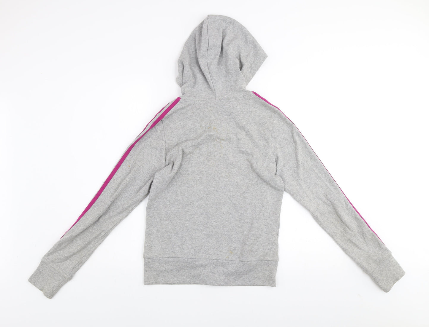 Adidas Women's Grey Track Jacket Size 8 Hooded Full Zip Sportswear