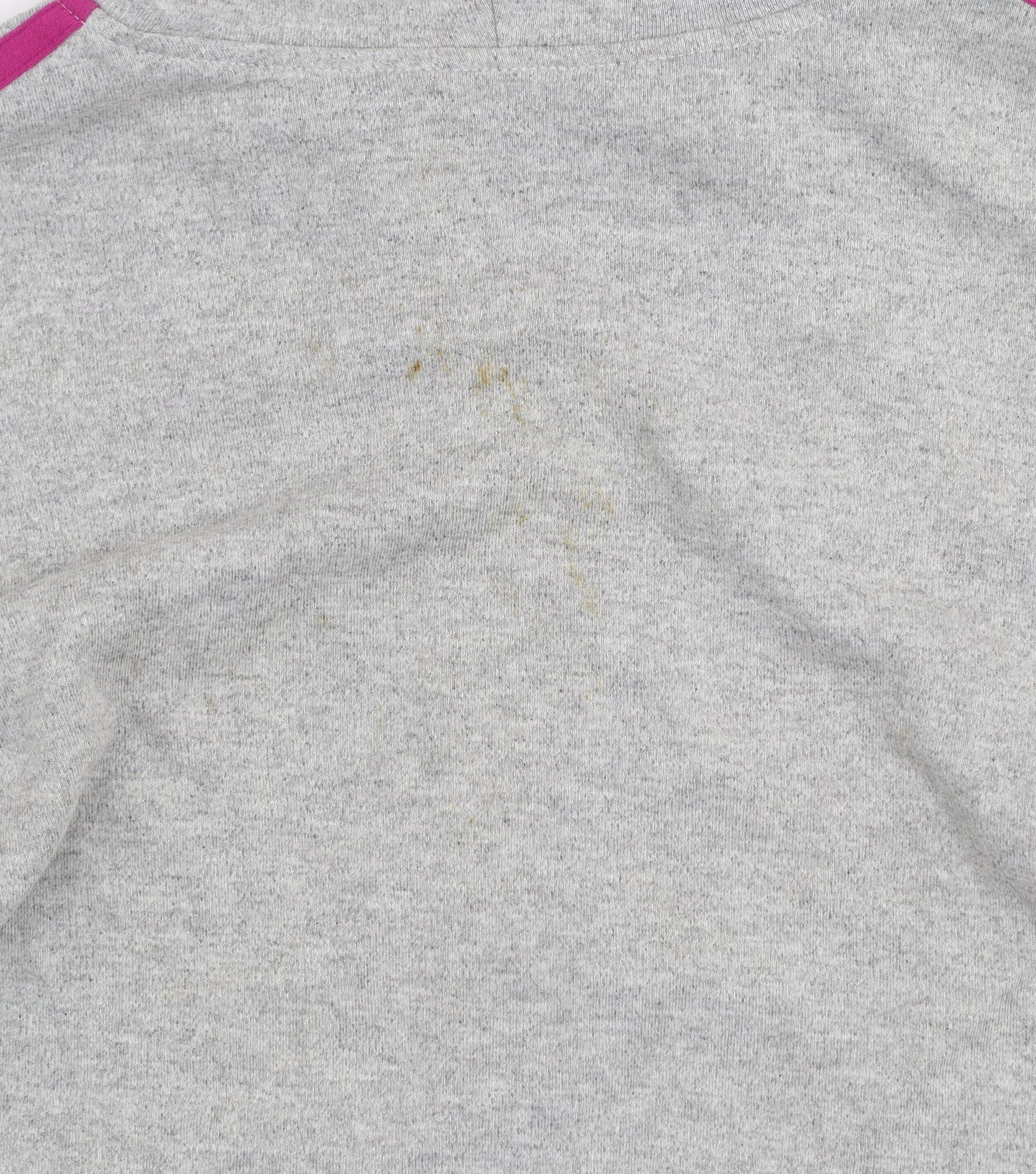 Adidas Women's Grey Track Jacket Size 8 Hooded Full Zip Sportswear