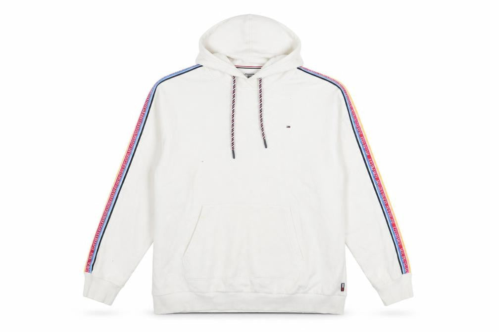 Tommy Hilfiger Denim Women's White Pullover Hoodie L Cotton Blend