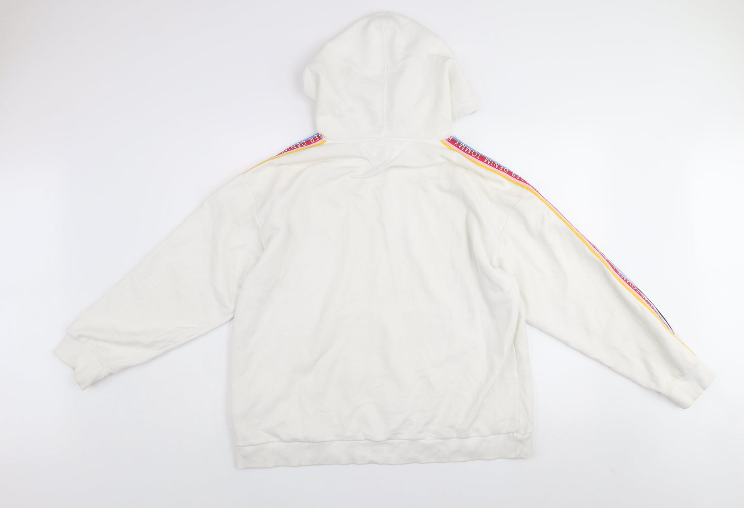 Tommy Hilfiger Denim Women's White Pullover Hoodie L Cotton Blend