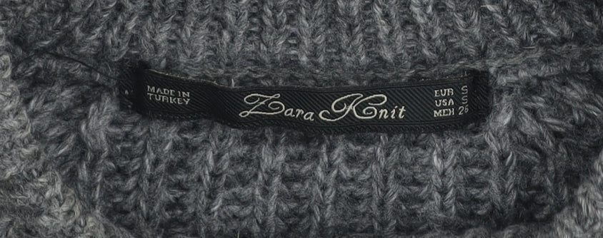 Zara Women Grey Chunky Knit Mohair Wool Blend Pullover Jumper Size S