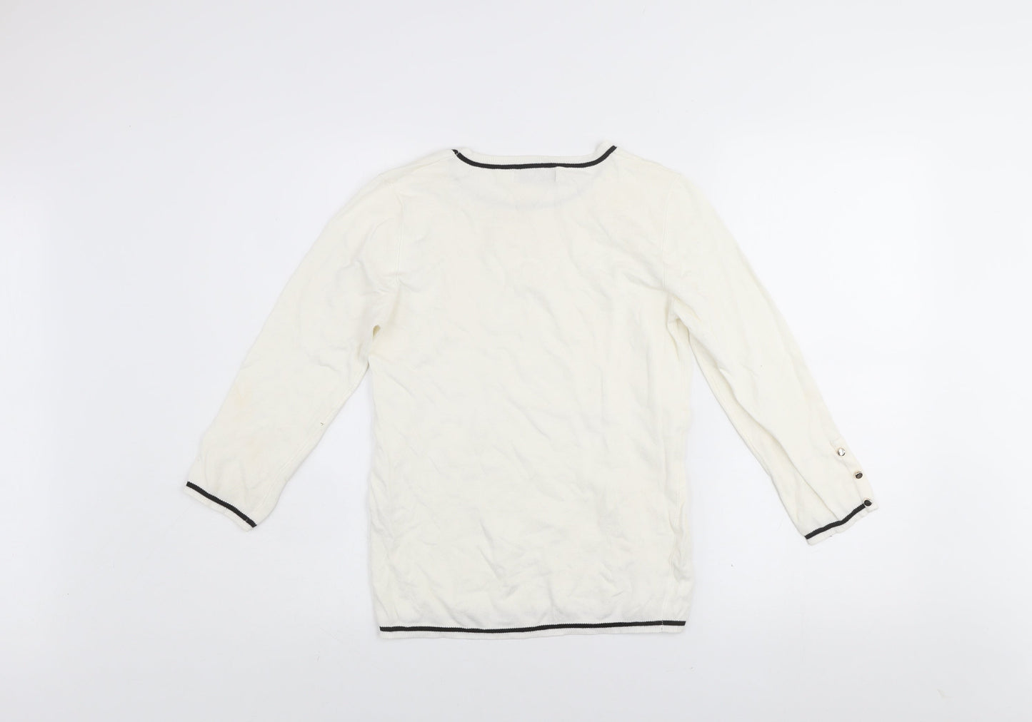 Stradivarius Women Ivory Crew Neck Pullover Jumper Size 12