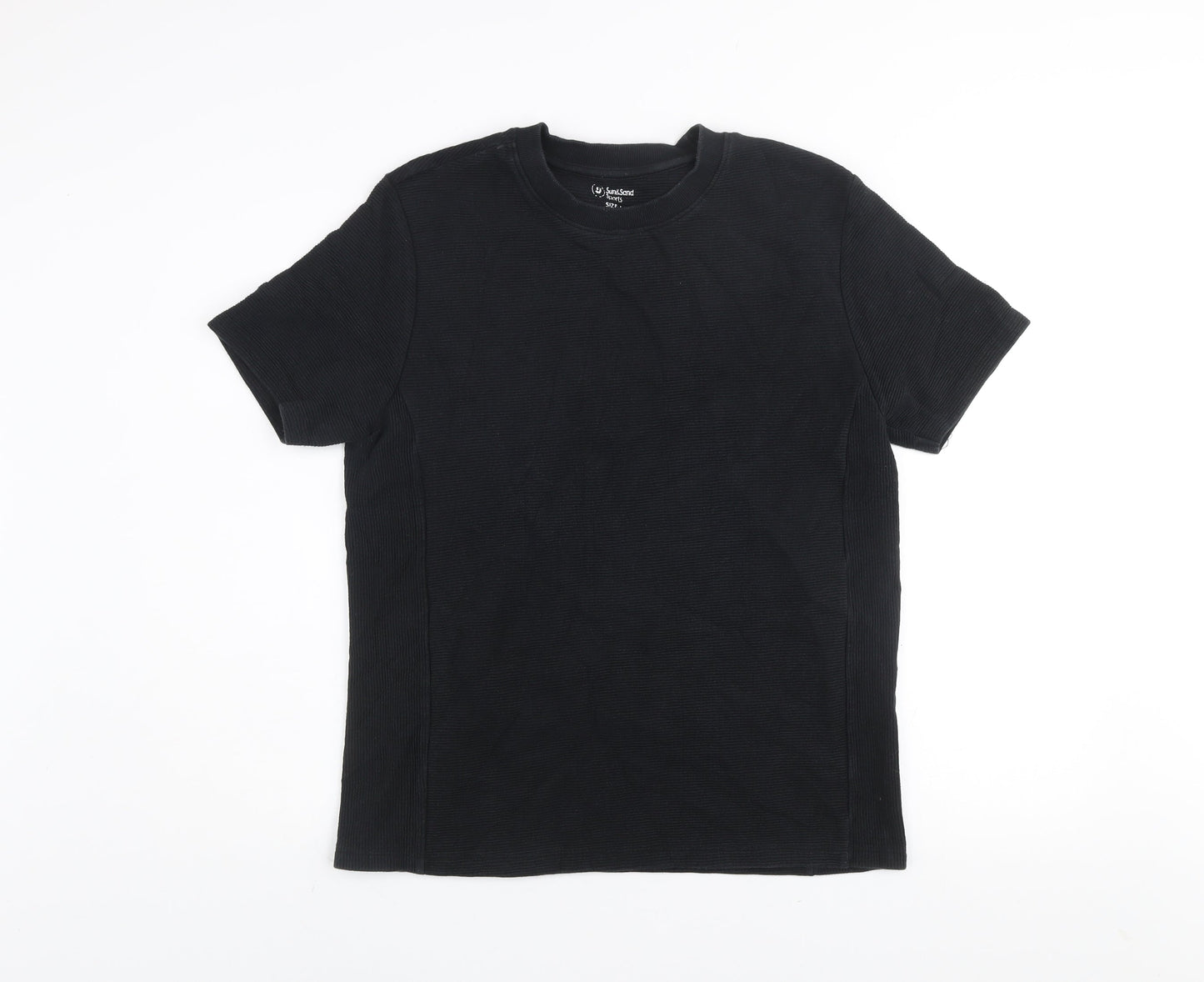 Sun & Sand Sports Men’s Black Cotton Crew Neck T-Shirt Size L