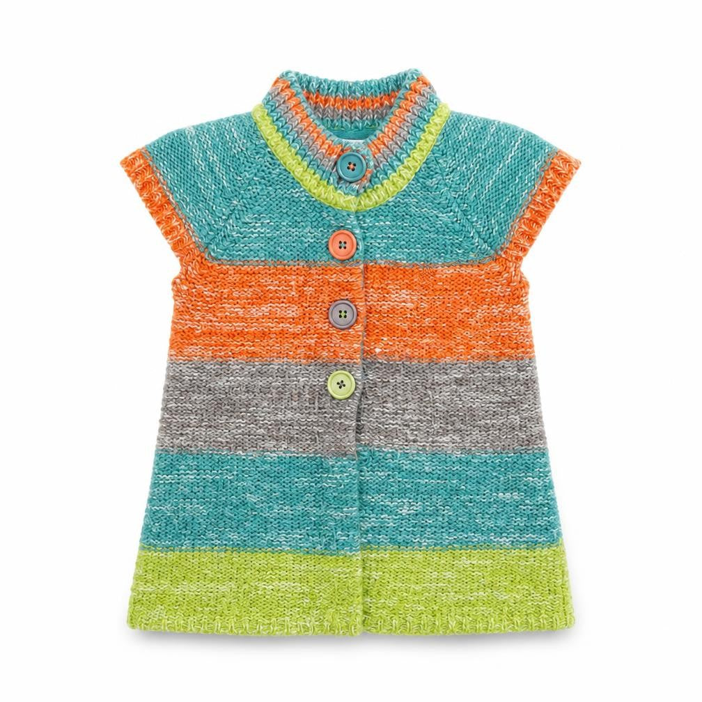 Next Girls Multicoloured Striped Short Sleeve Button Cardigan 4-5 Years