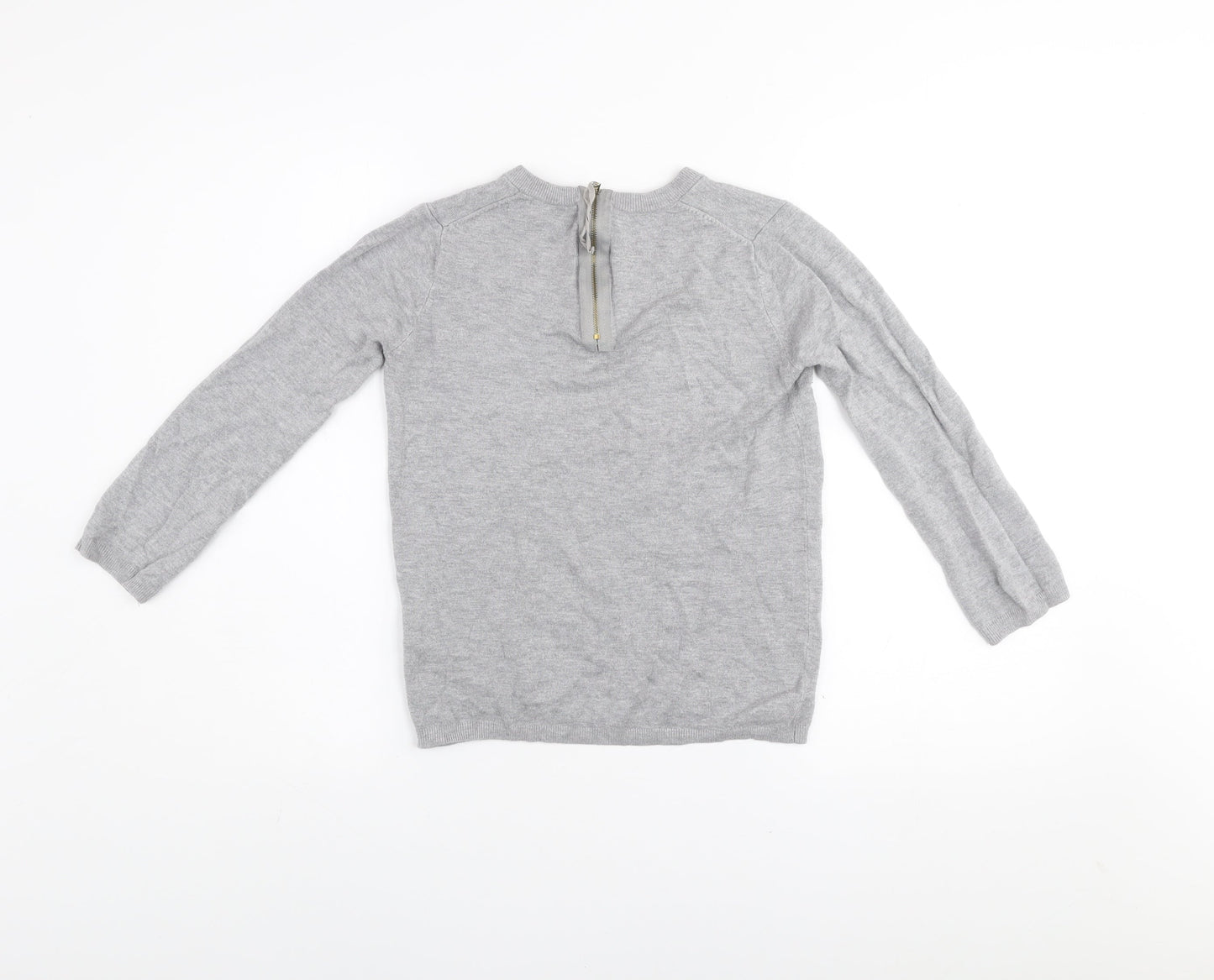 Zara Women Grey Knit Long Sleeve Crew Neck Pullover Jumper Size S