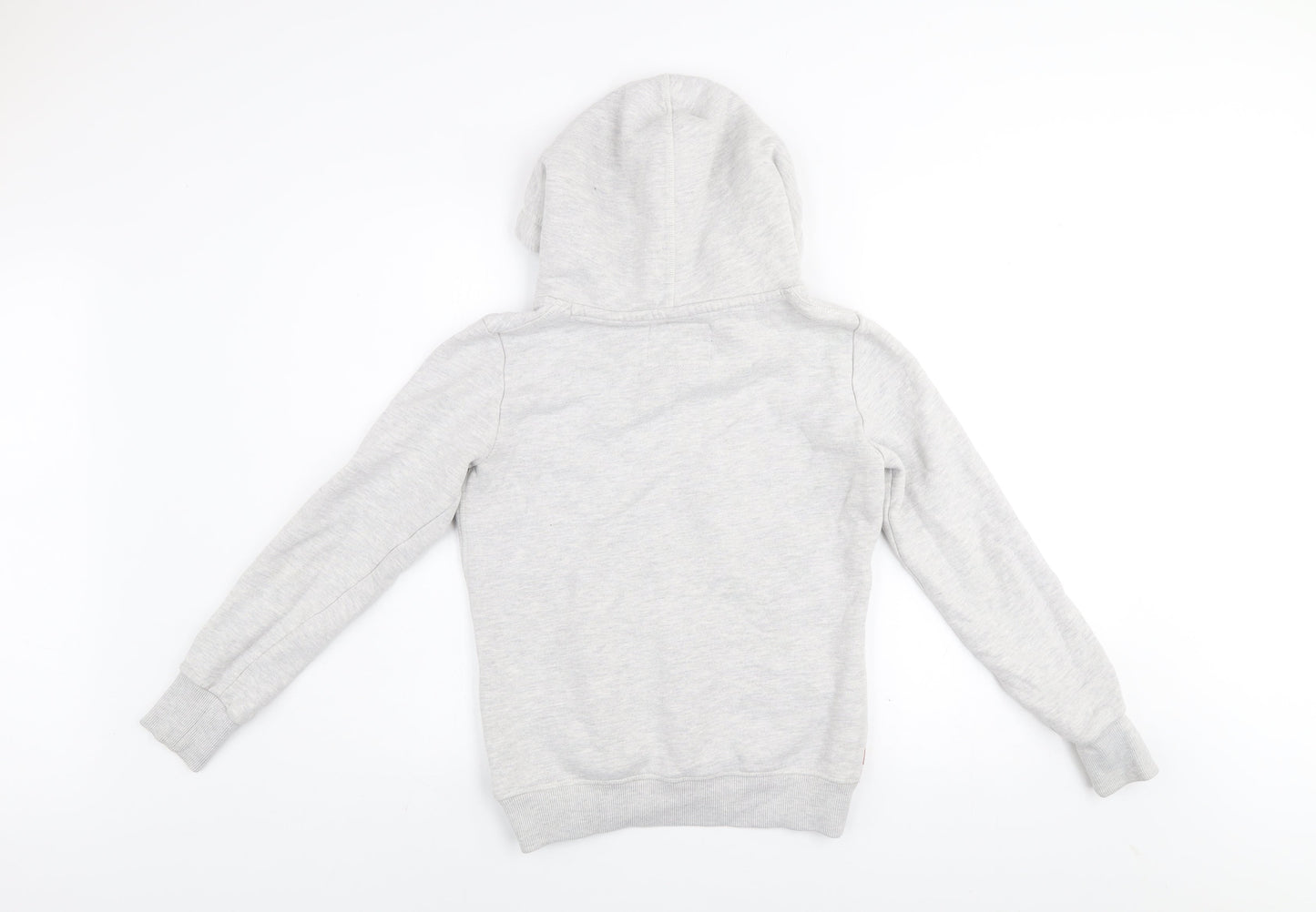 Superdry Womens Grey Sequin Logo Pullover Hoodie Size 8