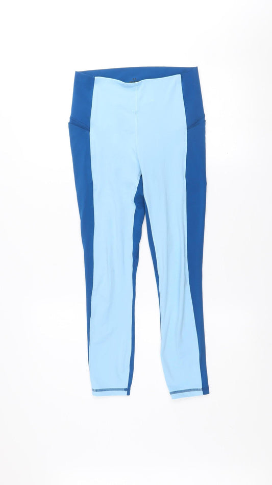 Under Armour Womens Blue Colourblock Leggings Size S Athletic Fit