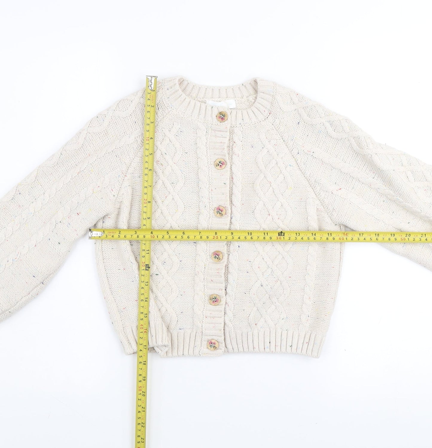 Leigh Tucker Willow Girls Beige Cable Knit Button Cardigan 11-12 Years