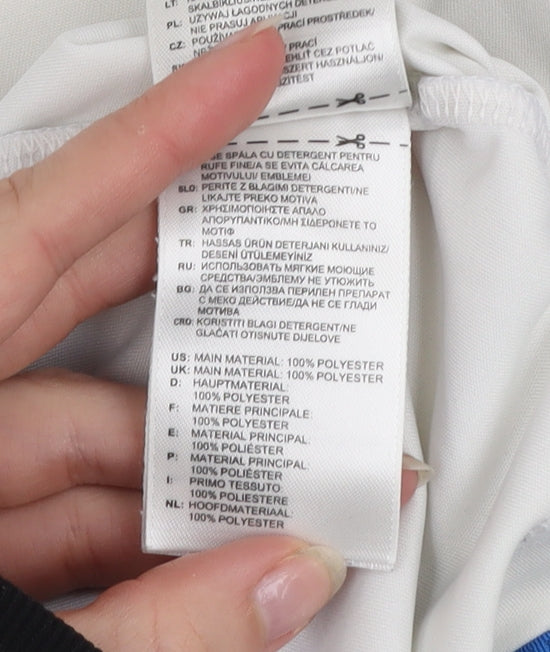 Adidas Men's White Blue Climalite Short Sleeve Sports T-Shirt Size S