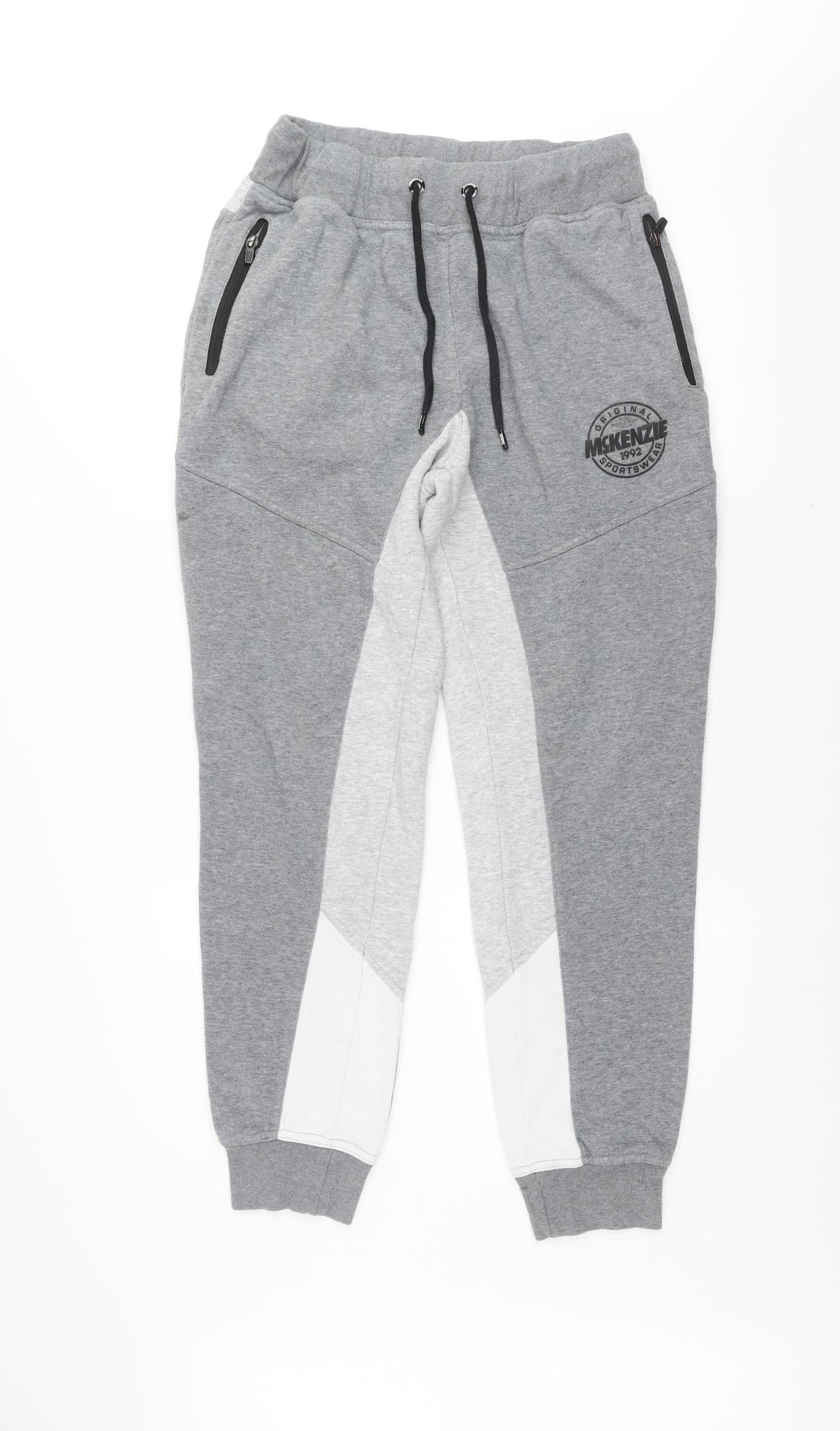 McKenzie Men’s Grey Jogger Sweatpants L Fleece Tapered Activewear