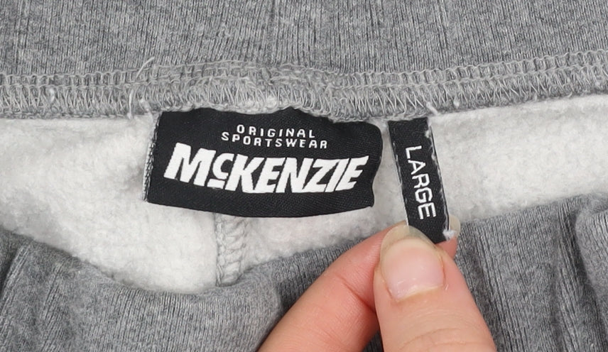 McKenzie Men’s Grey Jogger Sweatpants L Fleece Tapered Activewear