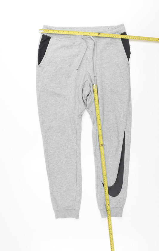 Nike Men's Grey Jogger Trousers M Regular Fit Cotton Blend