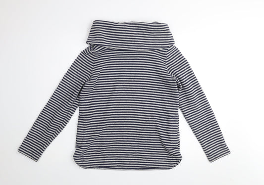 Tommy Hilfiger Women's Blue Striped Cowl Neck Pullover Jumper XS