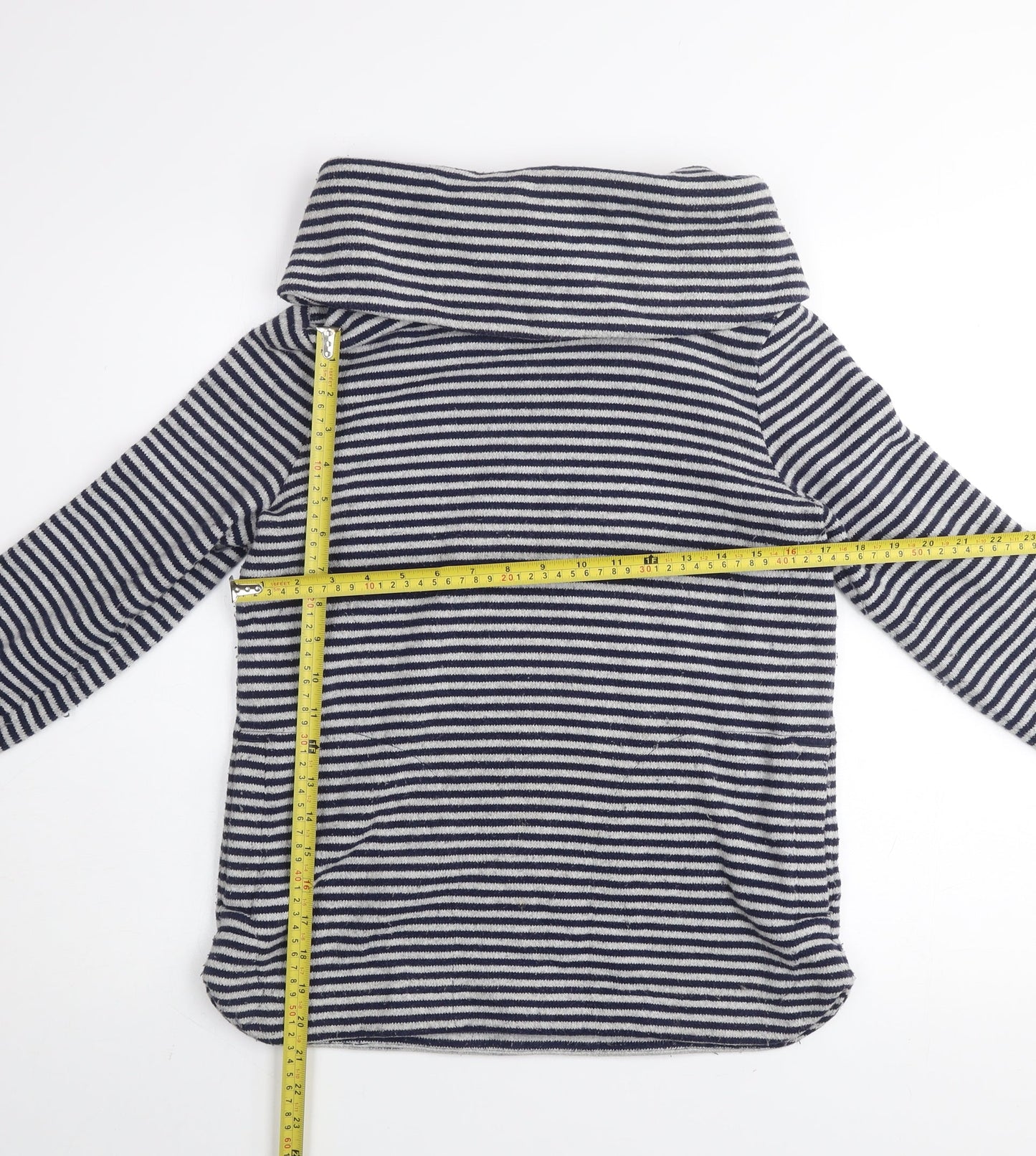 Tommy Hilfiger Women's Blue Striped Cowl Neck Pullover Jumper XS