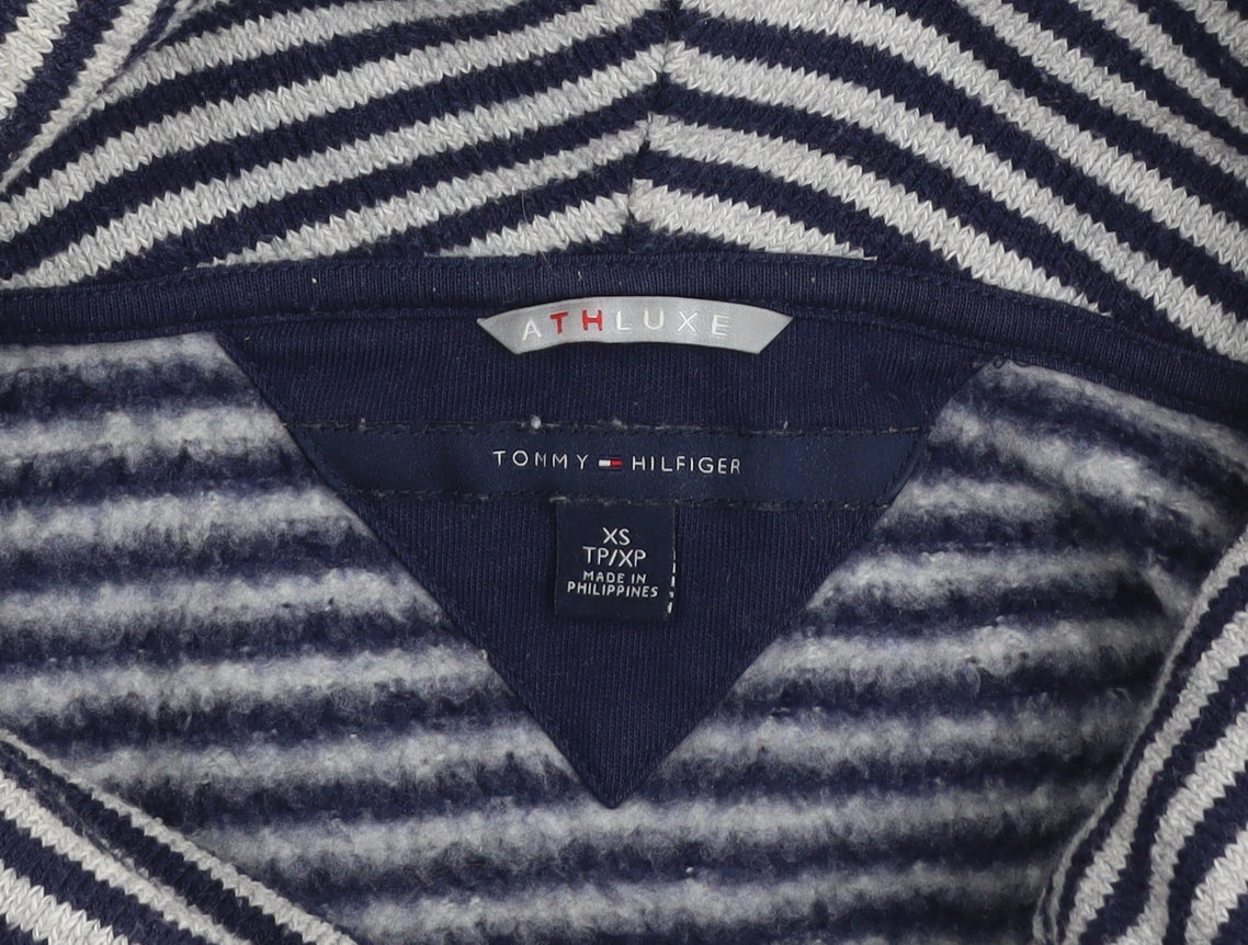 Tommy Hilfiger Women's Blue Striped Cowl Neck Pullover Jumper XS