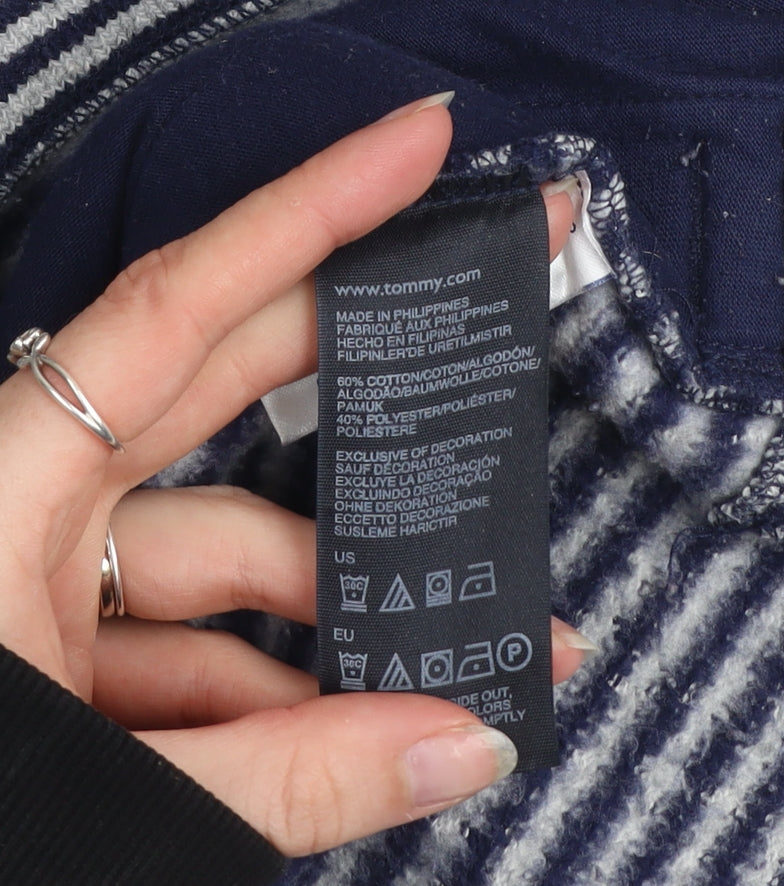 Tommy Hilfiger Women's Blue Striped Cowl Neck Pullover Jumper XS