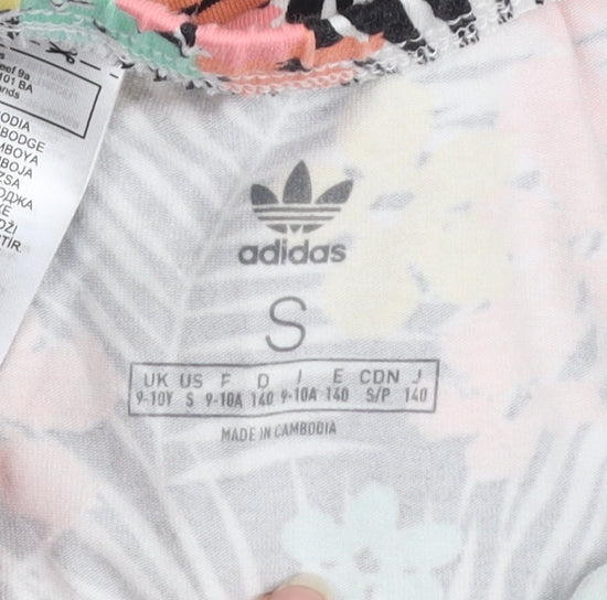 Adidas Girls Multicoloured Floral Jersey Leggings 9-10 Years