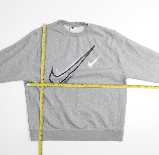 Nike Mens Grey Logo Pullover Sweatshirt L Regular Fit Fleece