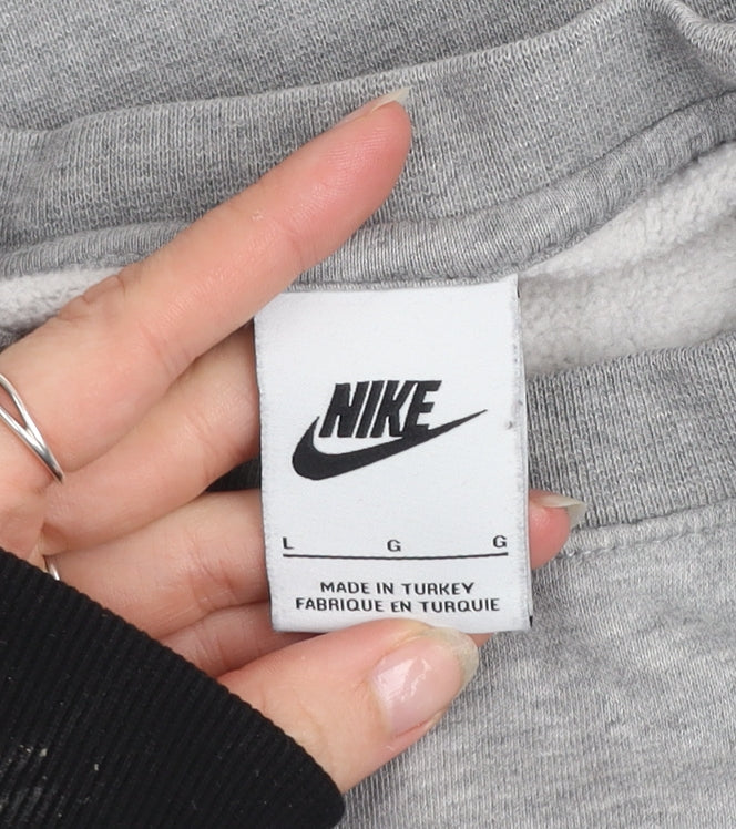 Nike Mens Grey Logo Pullover Sweatshirt L Regular Fit Fleece