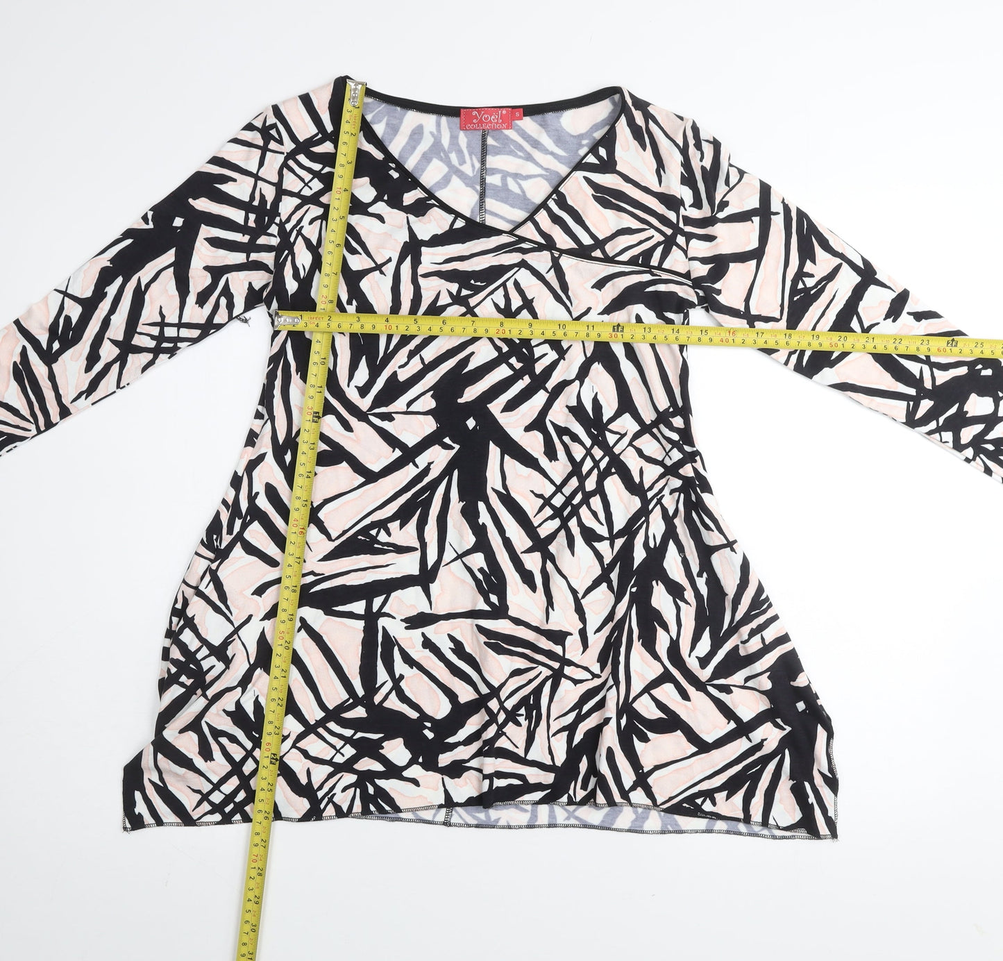 Yoel Collection Women's Multicoloured Tunic Blouse S Long Sleeve V-Neck